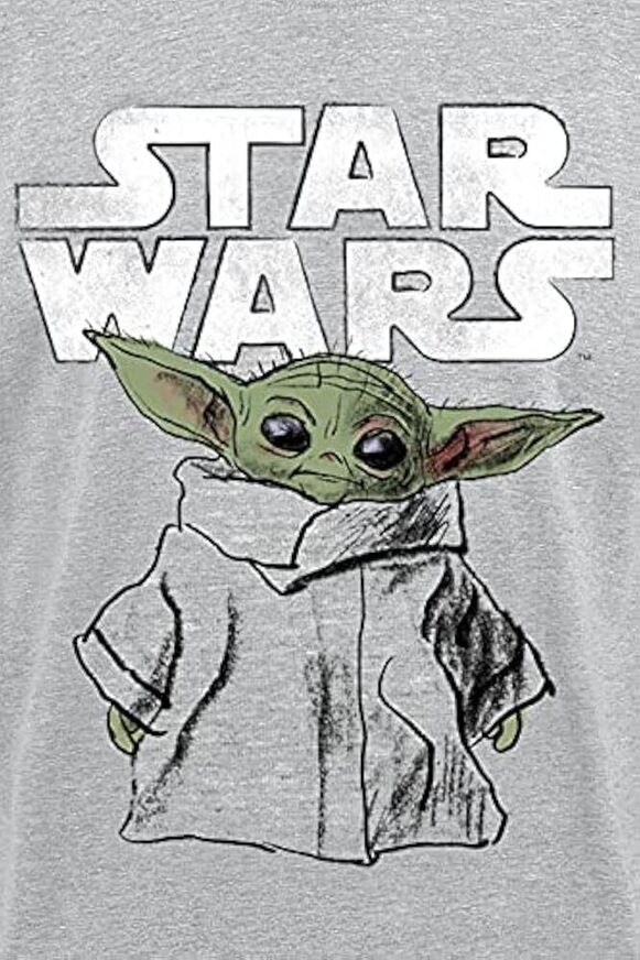 Star Wars The Mandalorian 'Child Sketch' (Grey) T-Shirt - MAN00818TSC- M