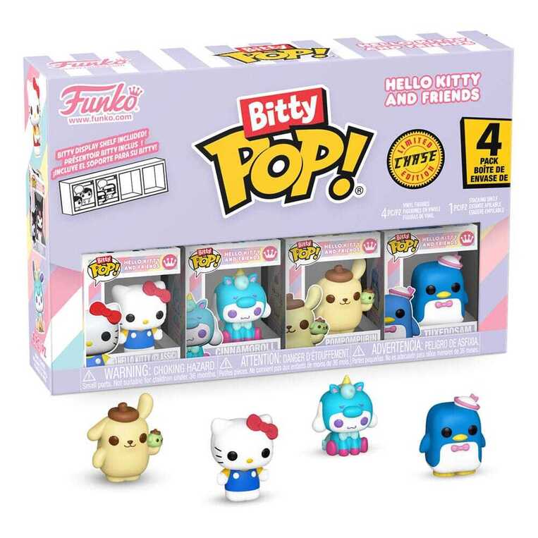 Funko Bitty POP! Sanrio - Hello Kitty, Cinnamoroll Unicorn, Pompompurin & Chase Mystery 4-Pack Figures