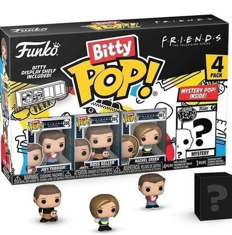 Funko Bitty POP! Friends - Joey Tribbiani, Ross Geller, Rachel Green & Chase Mystery 4-Pack Figures