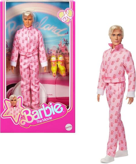 Barbie The Movie Ken Collectible Doll Wearing Pink Jumpsuit - JCP80