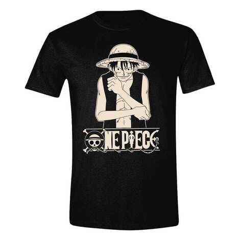 One Piece T-Shirt Luffy Pose Logo - PCMTS5344OPC