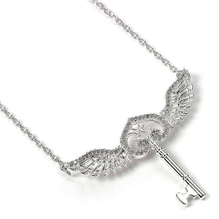 Harry Potter Sterling Silver Flying Key Necklace with Crystals - EBHPSN055
