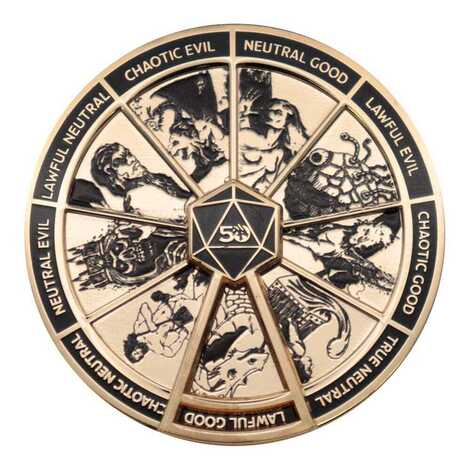 Dungeons & Dragons: 50th Anniversary - Limited Edition Pin Badge - Alignment Spinner Antique Gold - HAS-DUN54