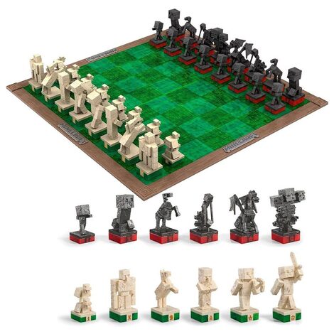 Minecraft Chess Set Overworld Heroes vs. Hostile Mobs - NN3726