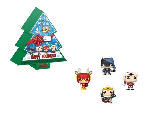 Funko Pocket POP! DC Heroes: Holiday - Christmas Tree 4-Pack Figures (Exclusive)