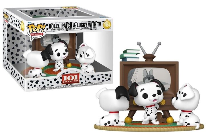 Funko POP! Moment: Disney: 101 Dalmatians - Rolly, Patch & Lucky with TV #1664 Figure 