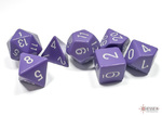 Chessex 7 Dice-Opaque Purple/White Set - CHX25407 
