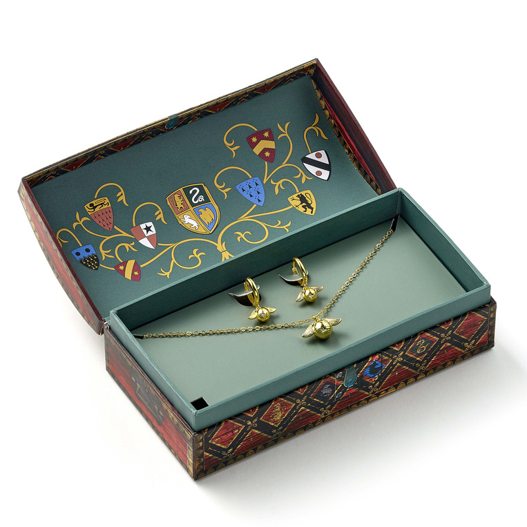 Harry Potter Quidditch Gift Box Golden Snitch Necklace & Earrings (zinc) - EGSWN0631