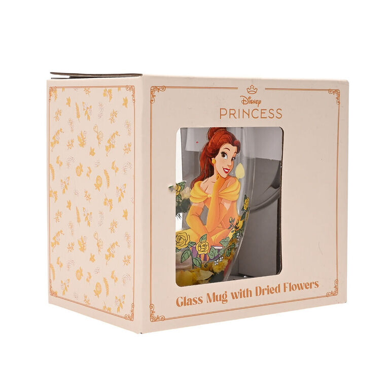 Disney Princess Belle Floral Decorative Glass Mug -