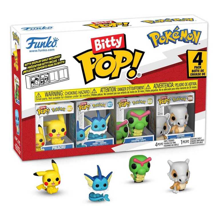 Funko Bitty POP! Pokemon - Pikachu, Vaporeon, Caterpie & Chase Mystery 4-Pack Figures