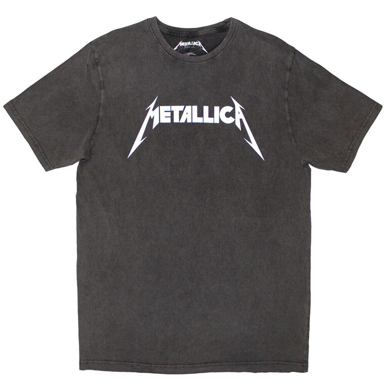 Metallica Unisex Stone Wash T-Shirt: Logo (Charcoal Grey) - METSTNW103MC
