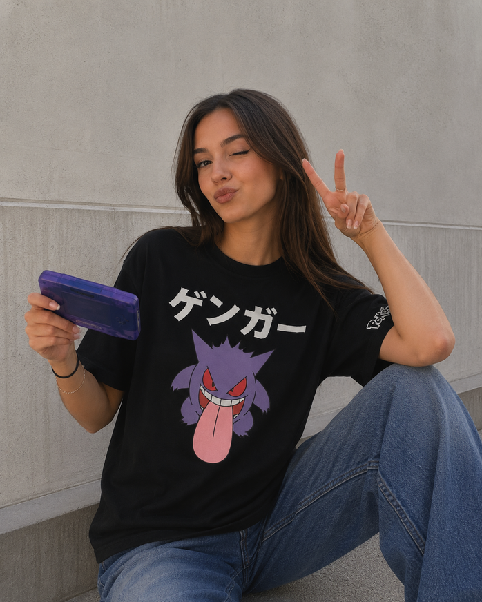 Pokémon Gengar Japan Short Sleeved Black T-shirt - TS150653POK
