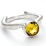 Harry Potter Embellished With Crystals Golden Snitch Ring (Sterling Silver) - EBHPSR004- L