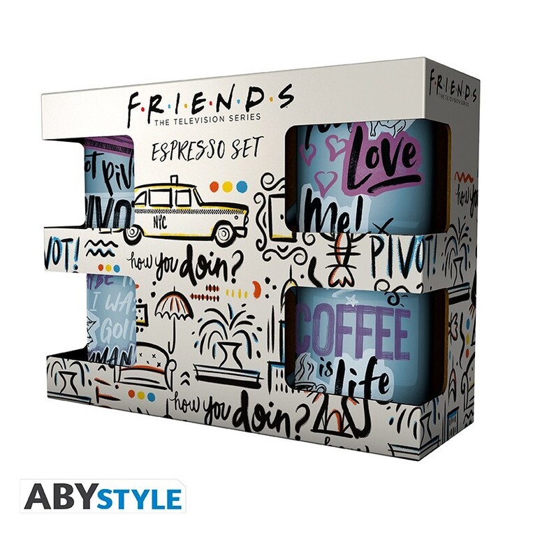 Friends Set 4 Espresso Mugs Doodle - MGS0024