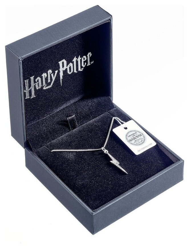 Harry Potter Lightning Bolt Sterling Silver Necklace with Swarovski Crystals - EHPSN001