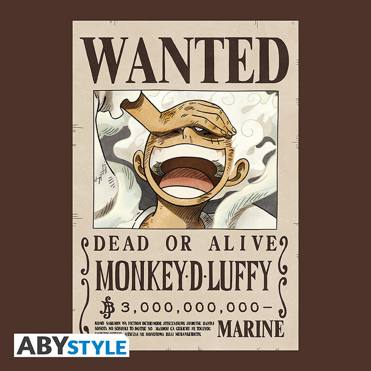 One Piece T-shirt Men Chocolate Wanted Luffy - ABYTEX847- XL