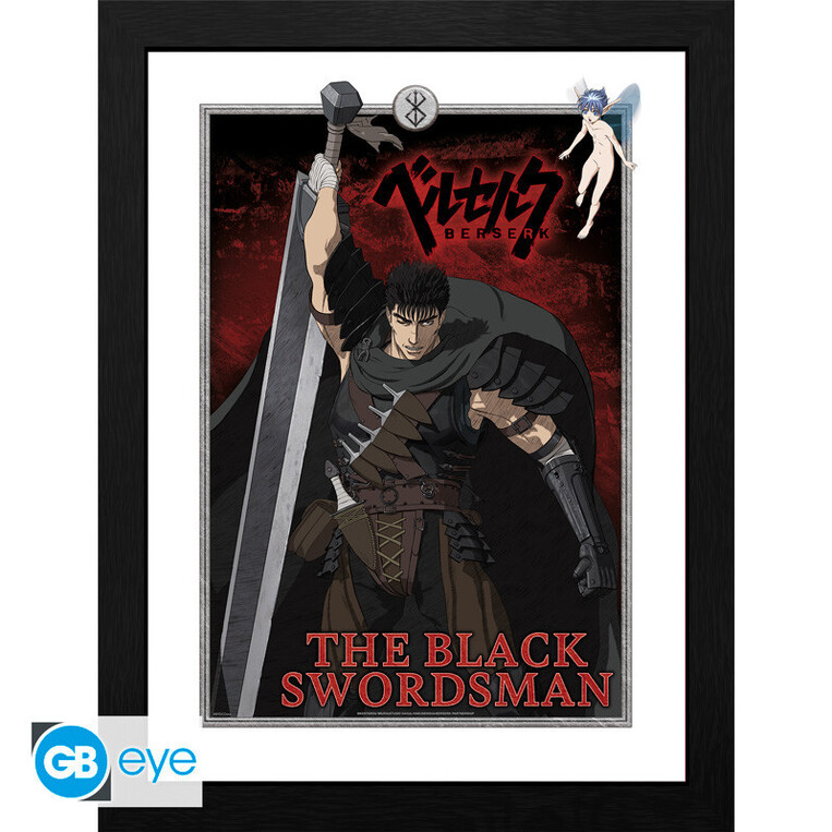 Berserk Wooden Framed Print Fsc Mix "The Black Swordsman" (30x40) - GBYDCOA010