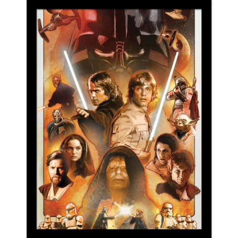 Star Wars Characters Wooden  Framed 30x40cm Print - FP14483P