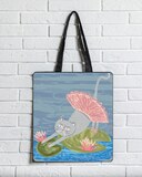 Τσάντα Υφασμάτινη Σουέτ Με Φερμουάρ Γάτα Ιμπρεσιονισμός - 6675082410234