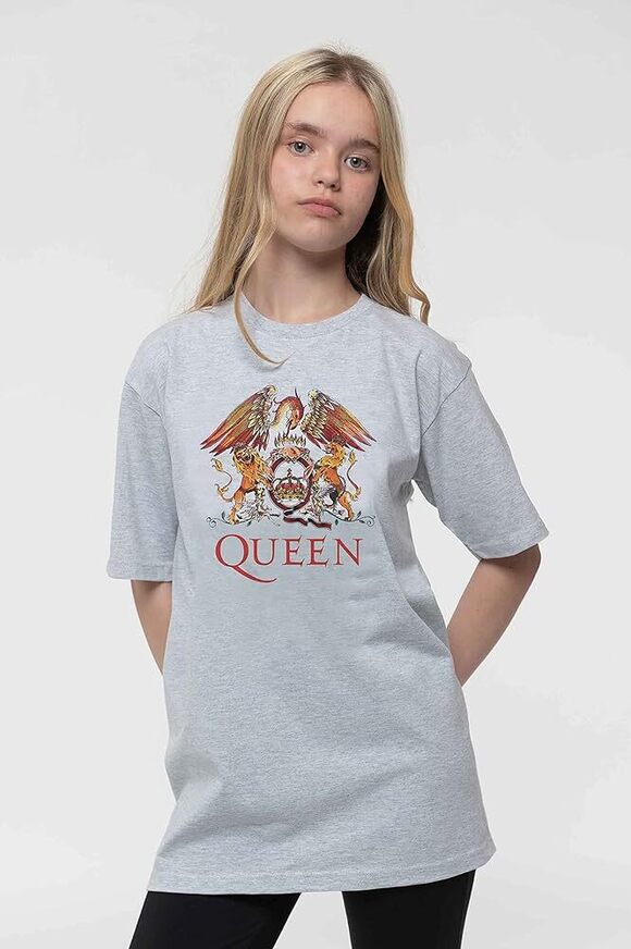 Queen Kids T-Shirt: Classic Crest (Heather Grey) - QUTS03BH
