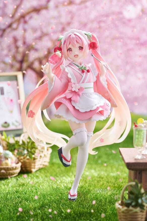 Hatsune Miku PVC Statue Newley Written Sakura Miku Japanese Cafe Ver. Reissue 18 cm - TAITO452033100