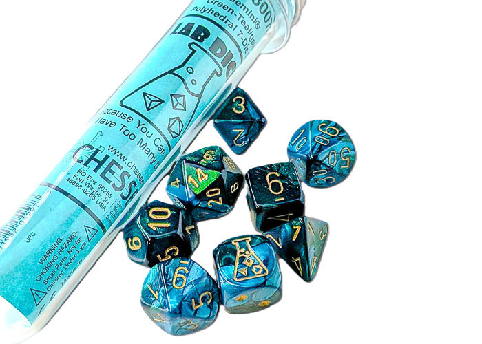 Gemini Green-Teal/Gold Lab Polyhedral 7-Die Set - CSX30078
