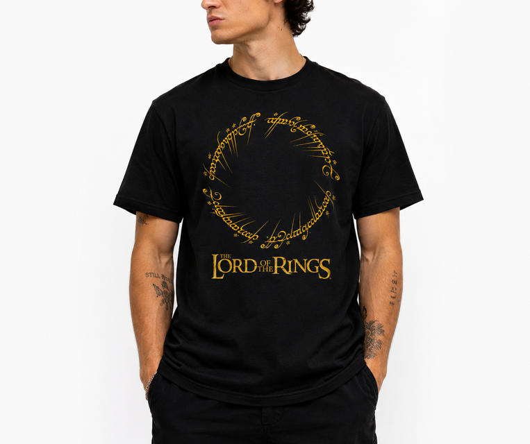 The Lords Of The Rings Logo Inscription Black T-Shirt - TS004LOTR- XXL