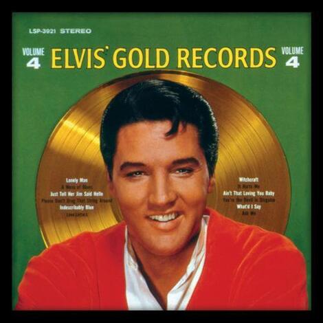 Elvis Presley (Gold Record) Wooden Framed Print 31.5 x 31.5cm - ACPPR48087