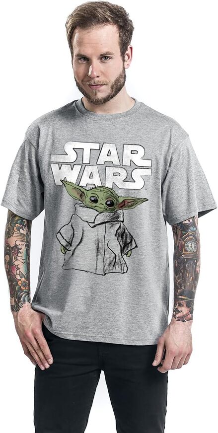 Star Wars The Mandalorian 'Child Sketch' (Grey) T-Shirt - MAN00818TSC- M