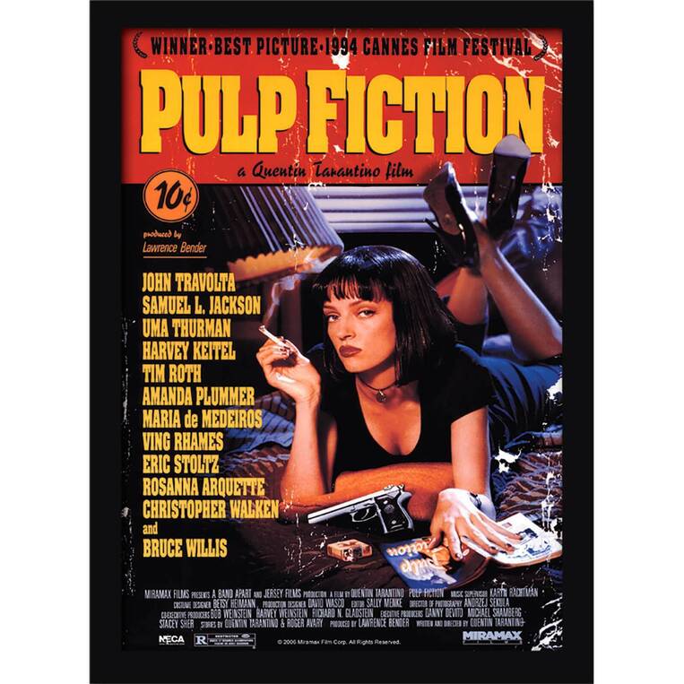 Pulp Fiction (Uma On Bed) Wooden Framed 30 x 40cm Print - FP10497P-PL