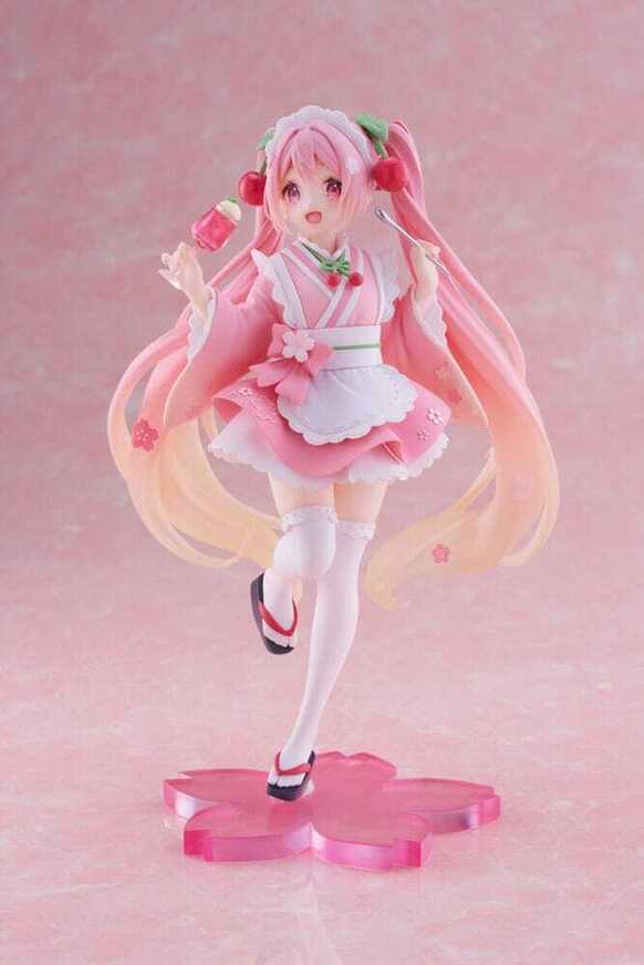 Hatsune Miku PVC Statue Newley Written Sakura Miku Japanese Cafe Ver. Reissue 18 cm - TAITO452033100