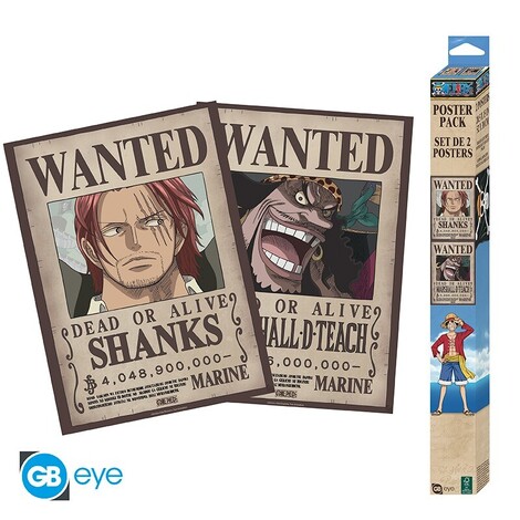 One Piece Set 2 Posters Chibi 52x38 Wanted Shanks & Blackbeardx4 - GBYDCO688