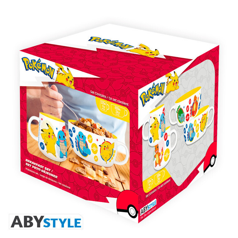 Pokemon Breakfast Set Mug + Bowl Pikachu & Kanto Starters - ABYTAB120