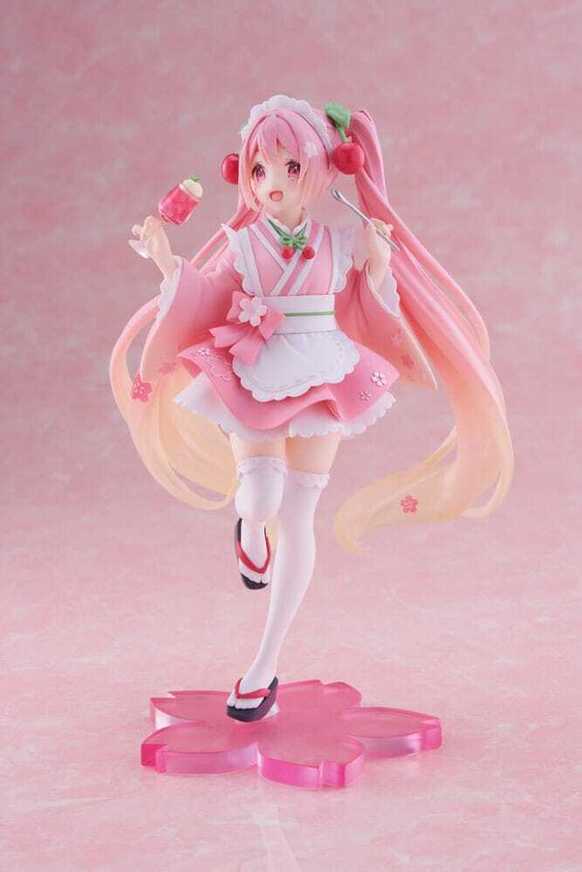 Hatsune Miku PVC Statue Newley Written Sakura Miku Japanese Cafe Ver. Reissue 18 cm - TAITO452033100