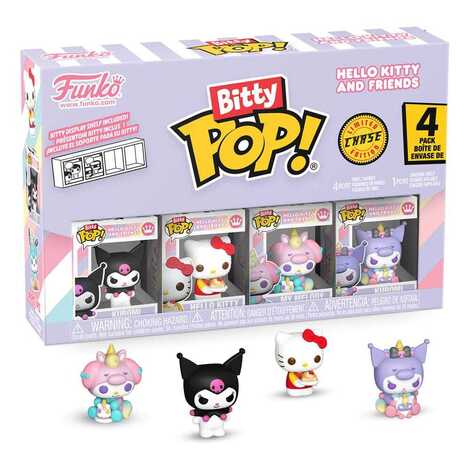 Funko Bitty POP! Sanrio - Kuromi, Hello Kitty Dessert, My Melody & Chase Mystery 4-Pack Figures