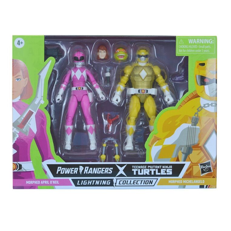 Power Rangers X Teenage Mutant Ninja Turtles Michelangelo Yellow Ranger and April O'Neil Pink Ranger - F2967