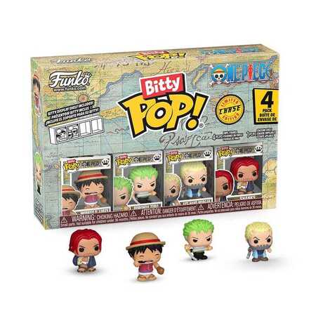 Funko Bitty POP! One Piece - Monkey D. Luffy, Roronoa Zoro, Axe-Hand Morgan & Chase Mystery 4-Pack Figures