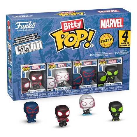 Funko Bitty POP! Spider-Man - Miles Morales, Ghost-Spider, Spider-Man 2099 & Chase Mystery 4-Pack Figures