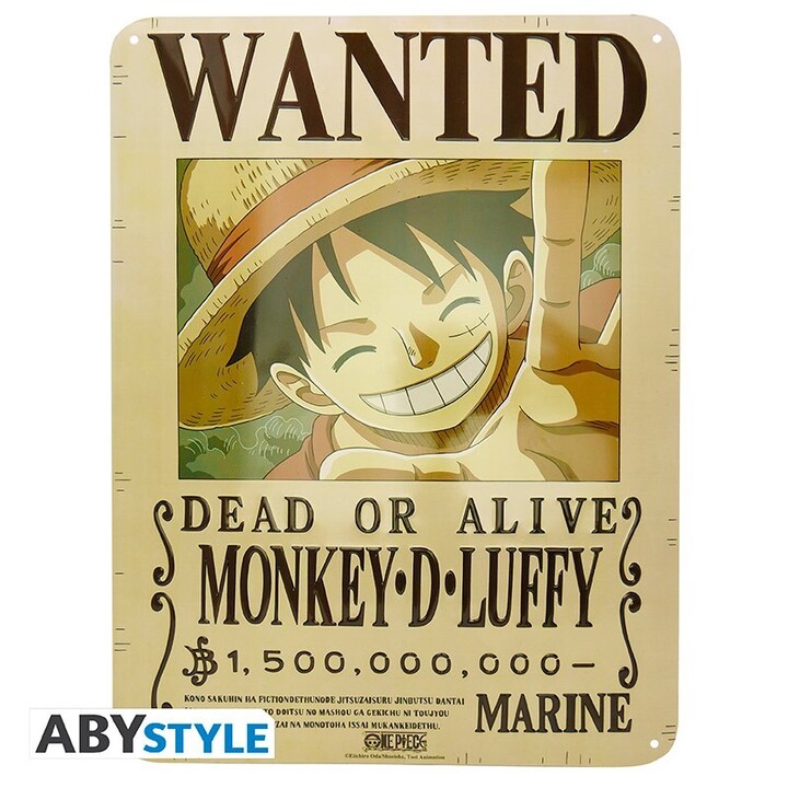 One Piece Metal plate "Luffy Wanted New World" (28x38) - ABYPLA036