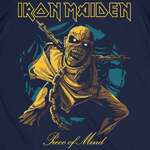 Iron Maiden Unisex T-Shirt: Piece of Mind Gold Eddie (Navy Blue) - IMTEE166MN