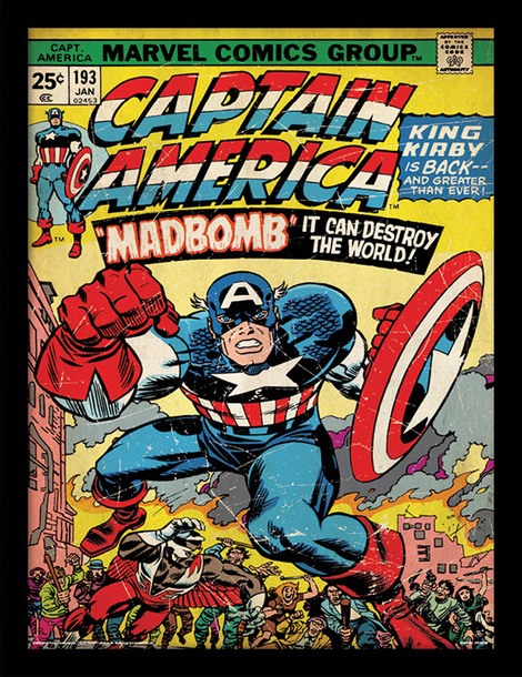 Marvel Comics Captain America (Madbomb) Wooden Framed 30 x 40cm - FP11019P