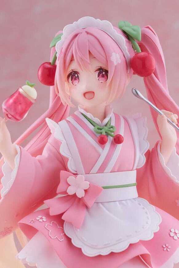 Hatsune Miku PVC Statue Newley Written Sakura Miku Japanese Cafe Ver. Reissue 18 cm - TAITO452033100