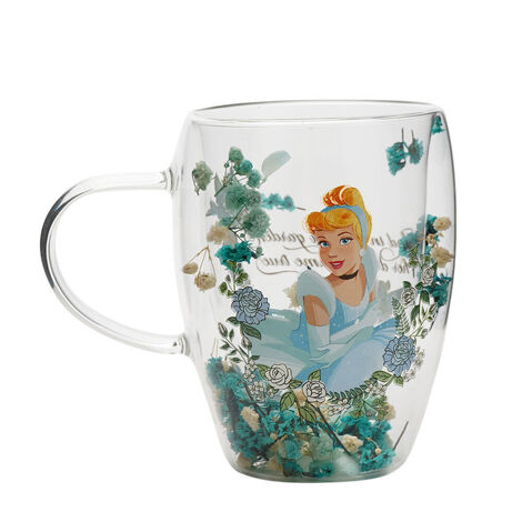 Disney Princess Cinderella Floral Decorative Glass Mug - DI2328