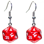 Chessex Hook Earrings Translucent Red Mini-Poly d20 Pair - CHX54201