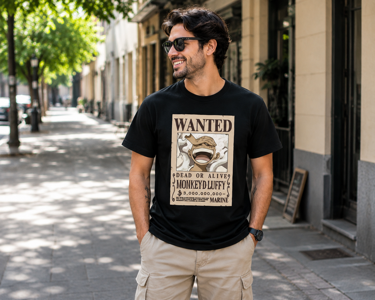 One Piece Monkey D. Luffy Wanted T-Shirt - 6893- M