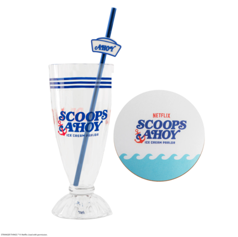 Stranger Things Milkshake Glass and Straw Scoops Ahoy - CR4284