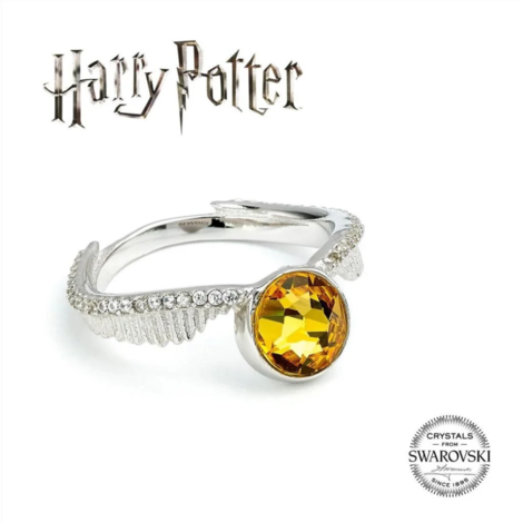 Harry Potter Embellished With Crystals Golden Snitch Ring (Sterling Silver) - EBHPSR004