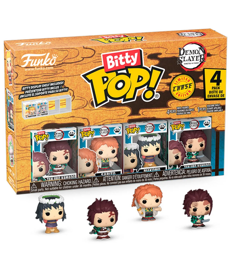 Funko Bitty POP! Demon Slayer: Kimetsu no Yaiba - Tanjiro Kamado, Sabito, Makomo & Chase Mystery 4-Pack Figures