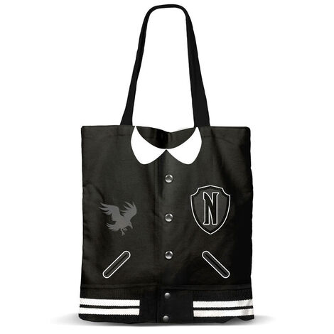 Wednesday Varsity Tote Bag (black)- KMN06143