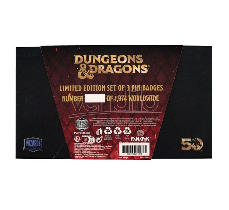 Dungeons & Dragons 50th Anniversary Set of 3 Pin Badges - HAS-DUN49